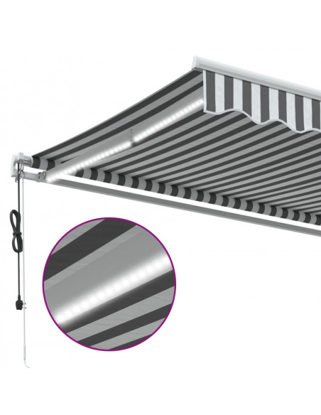 Tenda Retrattile Automatica LED Antracite e Bianco 450x350 cm