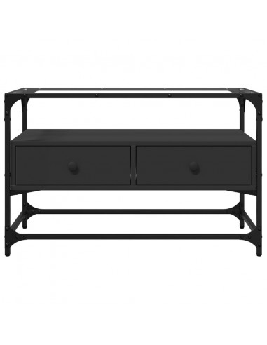 Mobile TV con Piano in Vetro Nero 80x35x51 cm Legno Multistrato