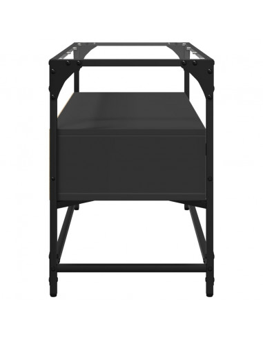 Mobile TV con Piano in Vetro Nero 80x35x51 cm Legno Multistrato