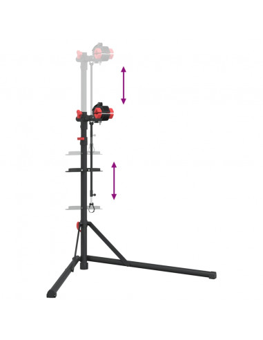 Supporto Riparazione Bici Regolabile 92-152 cm Rosso in Acciaio