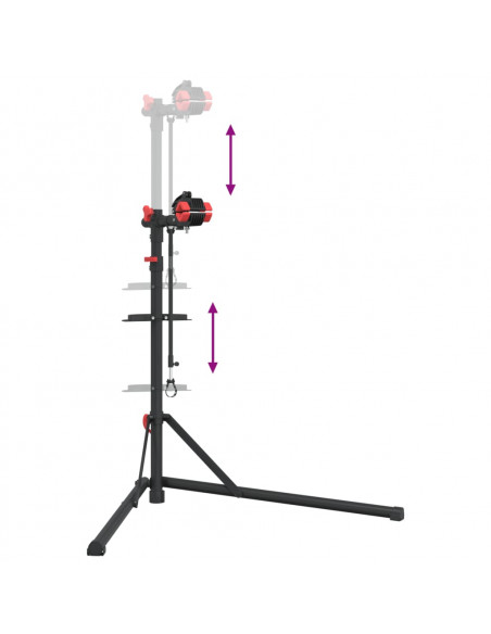 Supporto Riparazione Bici Regolabile 92-152 cm Rosso in Acciaio
