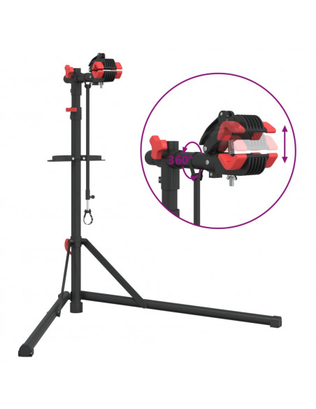 Supporto Riparazione Bici Regolabile 92-152 cm Rosso in Acciaio