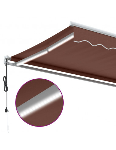 Tenda da Sole Retrattile Automatica con LED Marrone 600x300 cm