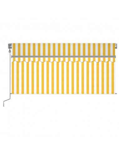Tenda Automatica Sensore Vento e LED 3,5x2,5 m Gialla e Bianca