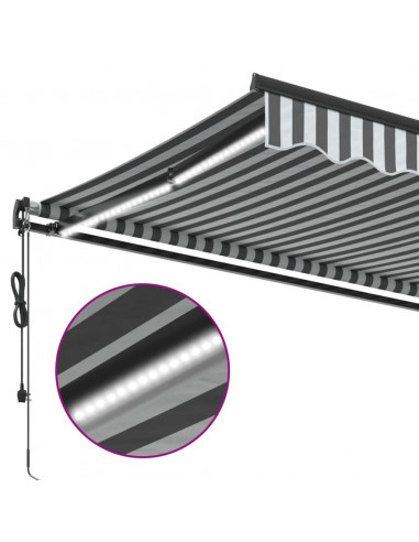 Tenda Retrattile Automatica LED Antracite e Bianco 400x300 cm