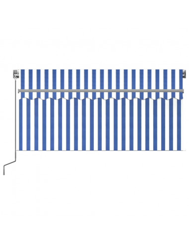 Tenda Sole Retrattile Manuale con LED 3,5x2,5 m Blu e Bianco