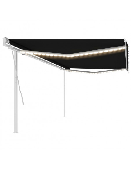 Tenda da Sole Retrattile Manuale con LED 5x3 m Antracite