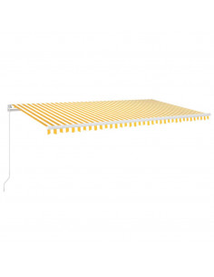 Tenda da Sole Retrattile Manuale e LED 600x300cm Gialla Bianca 2