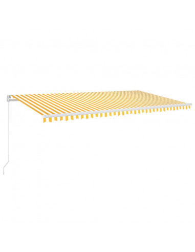 Tenda da Sole Retrattile Manuale e LED 600x300cm Gialla Bianca