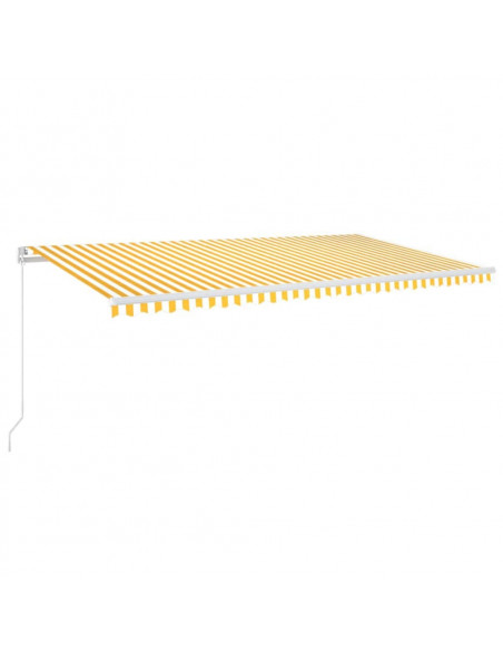 Tenda da Sole Retrattile Manuale e LED 600x300cm Gialla Bianca