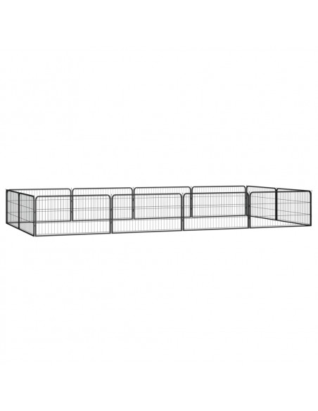 Box Cani 12 Pannelli Nero 100x50 cm Acciaio Verniciato Polvere