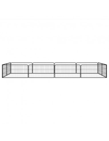 Box Cani 12 Pannelli Nero 100x50 cm Acciaio Verniciato Polvere