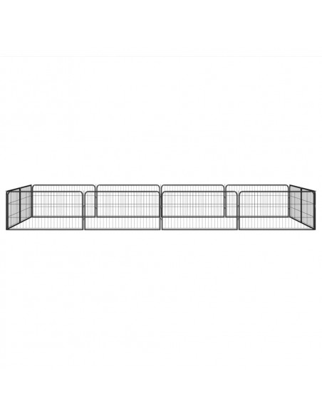 Box Cani 12 Pannelli Nero 100x50 cm Acciaio Verniciato Polvere