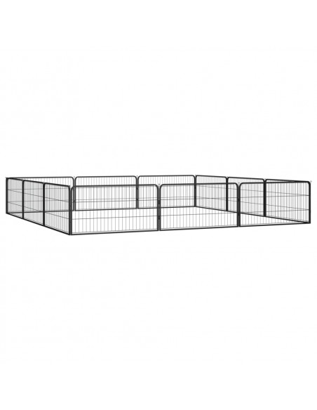 Box Cani 12 Pannelli Nero 100x50 cm Acciaio Verniciato Polvere