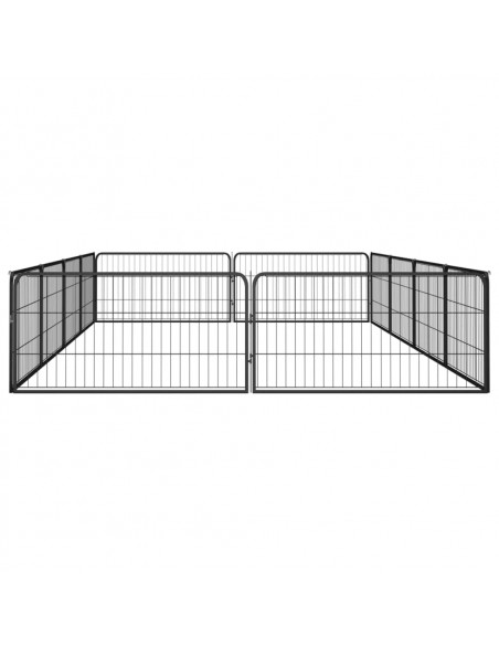 Box Cani 12 Pannelli Nero 100x50 cm Acciaio Verniciato Polvere
