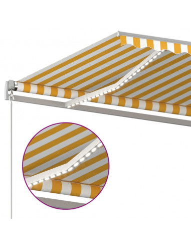 Tenda da Sole Manuale con LED 500x300cm Giallo e Bianco