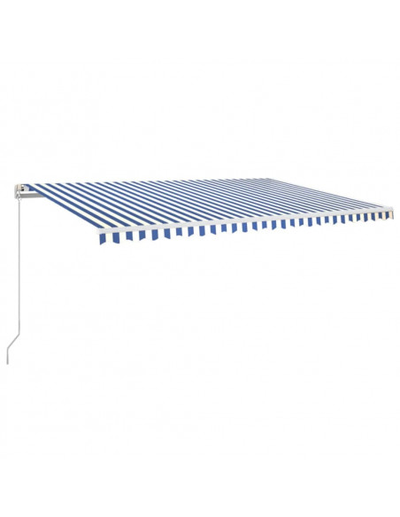 Tenda da Sole Retrattile Manuale LED 500x350 cm Blu e Bianca