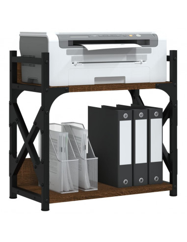 Supporto Stampante 2Piani Rovere Marrone 40x20x40cm Multistrato