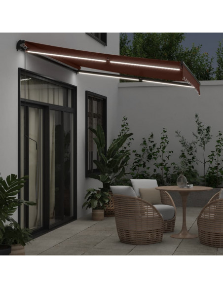 Tenda Retrattile Manuale con LED 300x250cm Marrone