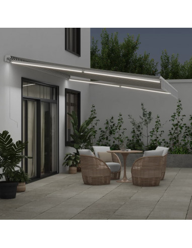 Tenda Retrattile Manuale con LED Antracite/ Bianco 500x300 cm