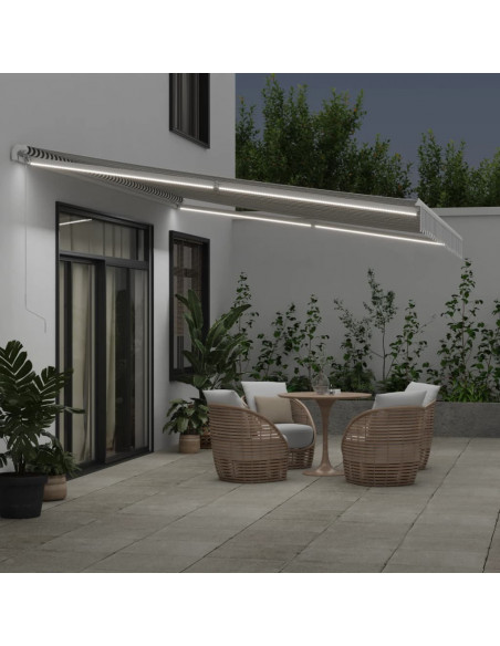 Tenda Retrattile Manuale con LED Antracite/ Bianco 500x300 cm