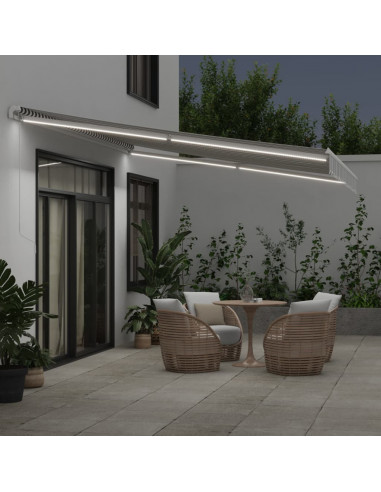 Tenda Retrattile Manuale con LED Antracite e Bianco 450x350 cm