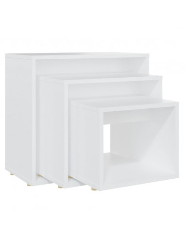 Tavolini Impilabili 3 pz Bianchi in Legno Multistrato