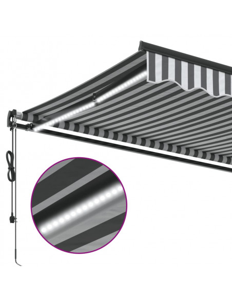 Tenda Retrattile Automatica LED Antracite e Bianco 350x250 cm