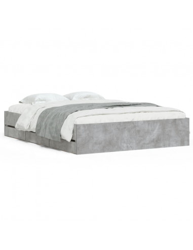 Giroletto Cassetti Grigio Cemento 140x190 cm Legno Multistrato