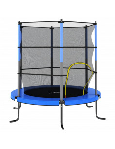 Set Trampolino con Rete di Sicurezza Rotondo 140x160 cm Blue 2
