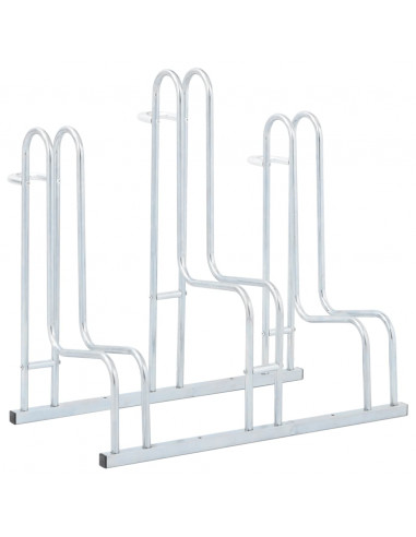Supporto per 3 Bici da Pavimento Autoportante Acciaio Zincato