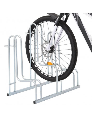 Supporto per 3 Bici da Pavimento Autoportante Acciaio Zincato