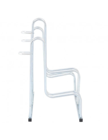 Supporto per 3 Bici da Pavimento Autoportante Acciaio Zincato