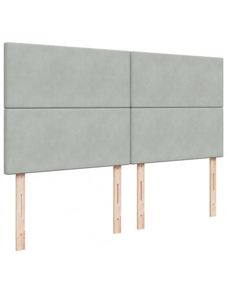 Giroletto a Molle con Materasso Grigio Chiaro 180x200cm Velluto