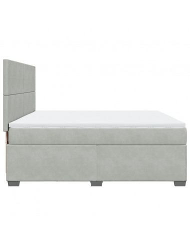 Giroletto a Molle con Materasso Grigio Chiaro 180x200cm Velluto