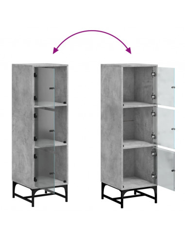 Credenza con Ante in Vetro Grigio Cemento 35x37x120 cm