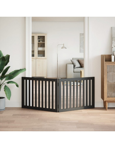 Cancello per Cani Pieghevole 2 Pannelli Nero 160cm Legno Pioppo