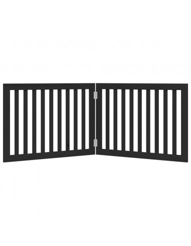 Cancello per Cani Pieghevole 2 Pannelli Nero 160cm Legno Pioppo