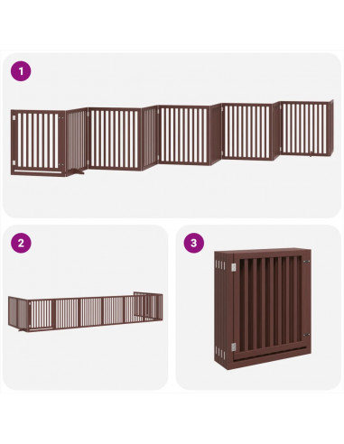 Cancello Cani Porta Pieghevole Marrone 10 Pannelli 800cm Pioppo