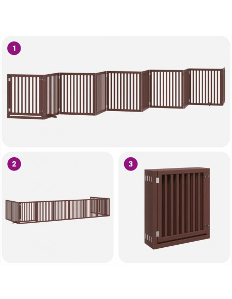 Cancello Cani Porta Pieghevole Marrone 10 Pannelli 800cm Pioppo