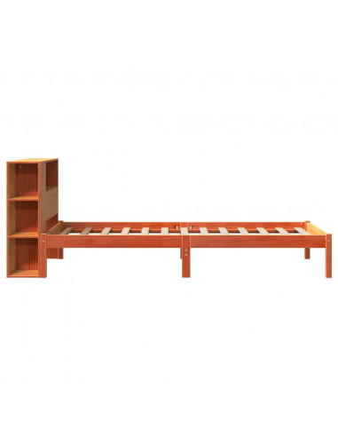 Letto Libreria senza Materasso Marrone Cera 75x190 cm in Pino