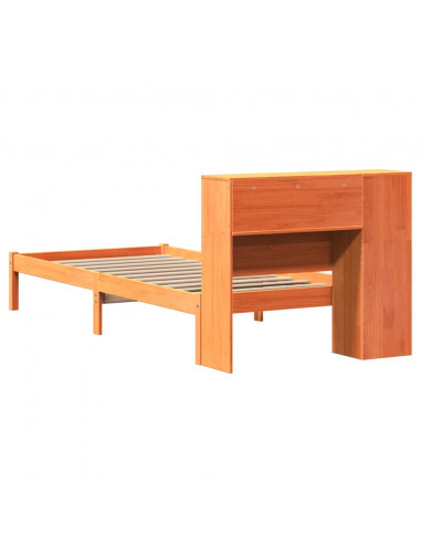 Letto Libreria senza Materasso Marrone Cera 75x190 cm in Pino