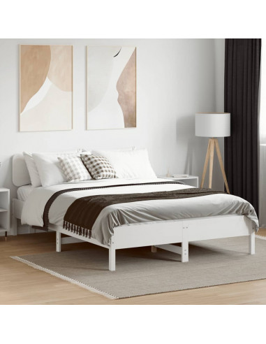 Giroletto senza Materasso Bianco 135x190 cm Legno Massello Pino