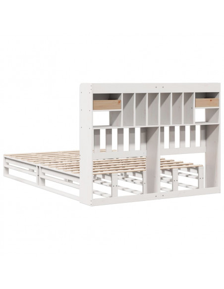 Letto Libreria senza Materasso Bianco 140x200 cm Legno di Pino