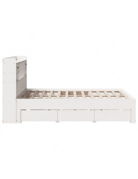 Letto Libreria senza Materasso Bianco 160x200 cm Legno di Pino
