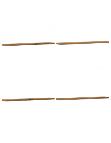 Mensole Parete 4pz Rovere Artigianale 60x20x1,5cm in Truciolato