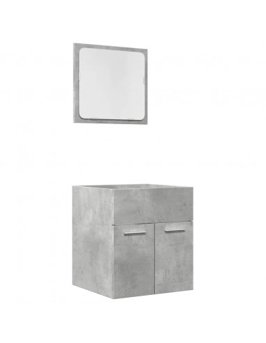 Set Mobili da Bagno 2 pz Grigio Cemento in Legno Multistrato