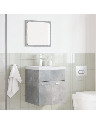 Set Mobili da Bagno 2 pz Grigio Cemento in Legno Multistrato