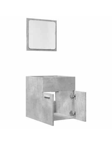 Set Mobili da Bagno 2 pz Grigio Cemento in Legno Multistrato