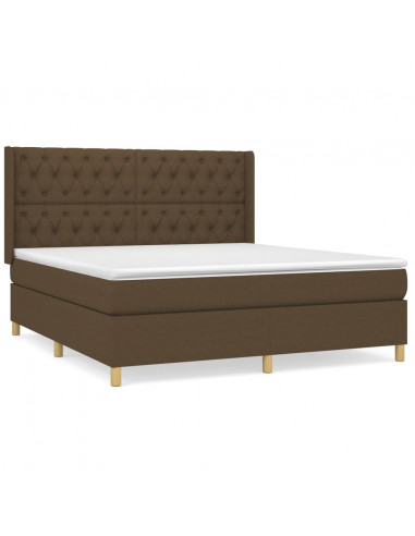 Giroletto a Molle con Materasso Marrone Scuro 160x200cm Tessuto